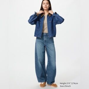 Uniqlo Denim Blue Barrel Wide Leg Jeans Size 28